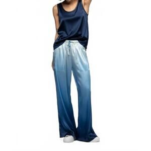 NEW MAX&MOI baimy wide leg silk pants in blue tie-dye